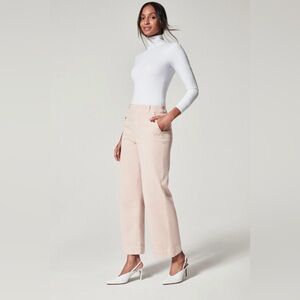 Spanx Wide Leg Cropped Brushed Twill Pants Blush Pink Sz S